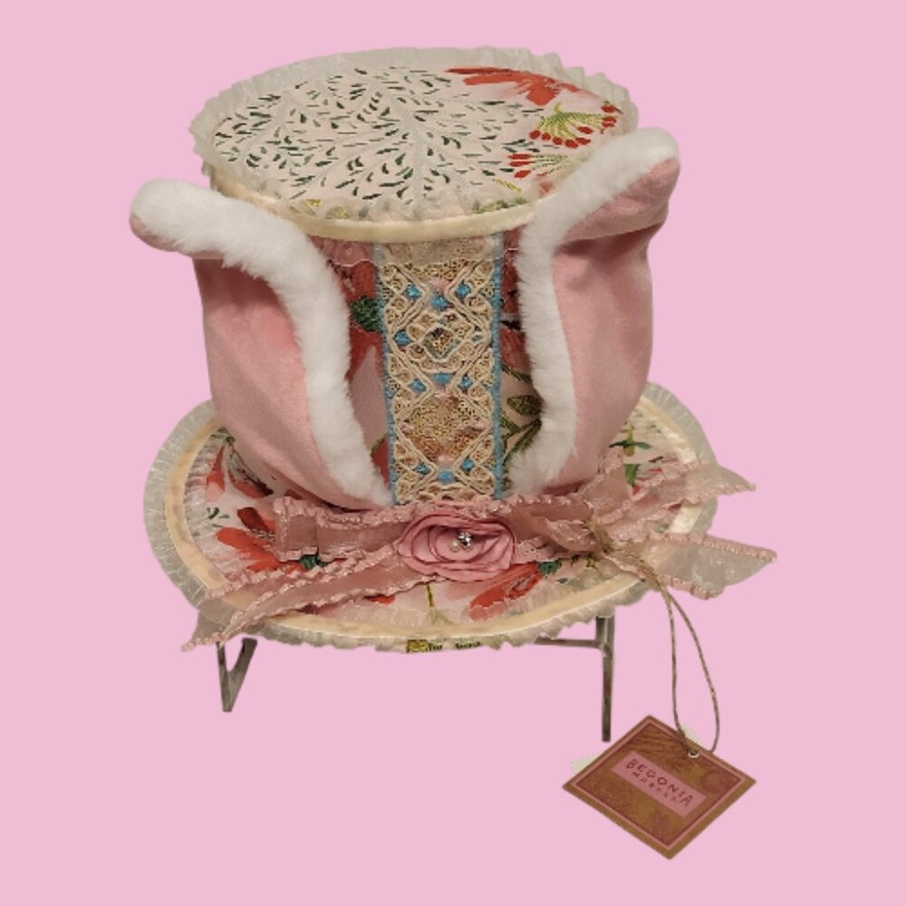 Light Colored Begonia Market Top Hat with Bunny Ears